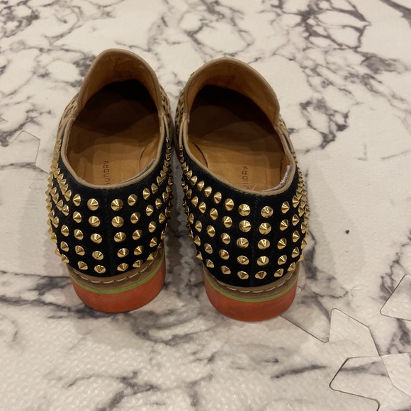 Slip on Animal Print / gold studded Shoes - Picture 3 of 5